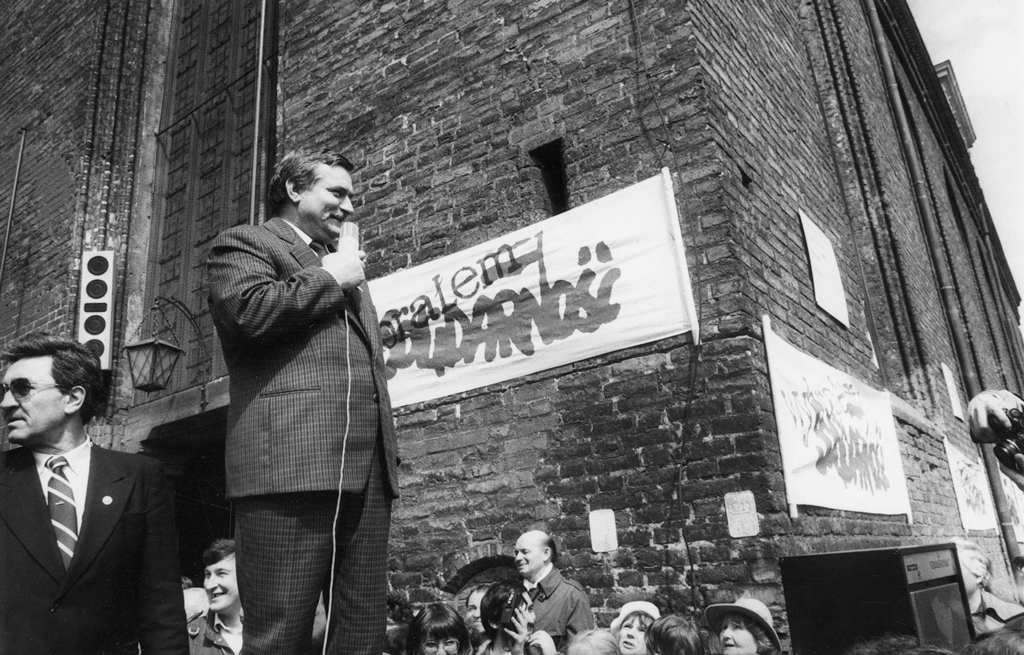 Stefan Kraszewski, Lech Wałęsa na predvolebnom mítingu v Gdansku, máj 1989. Európske centrum Solidarity